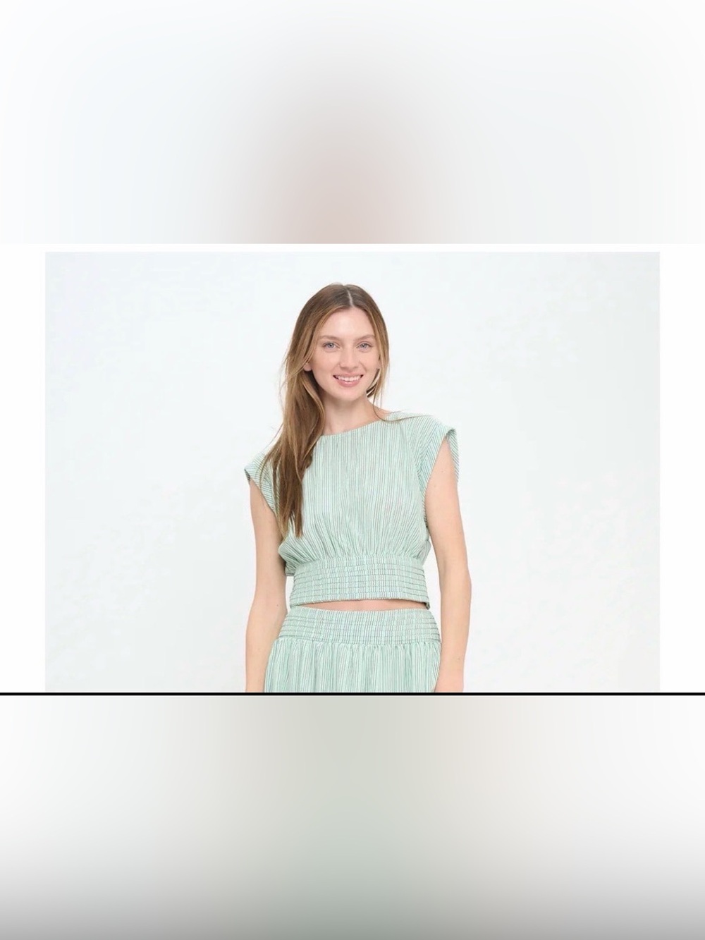 Meet Me In Santorini: Smocked Waistband Cropped Top Size Small (Boutique)
